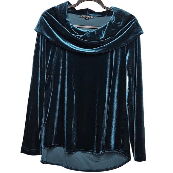Sno Skins Women's Plush Velvet Pullover Sweater Size XL Teal Blue Cozy Soft Warm - Picture 1 of 7